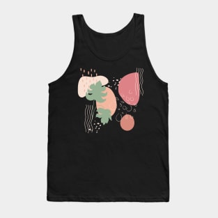 Abstract shapes dots lines and tropical plants digital design illustration Tank Top